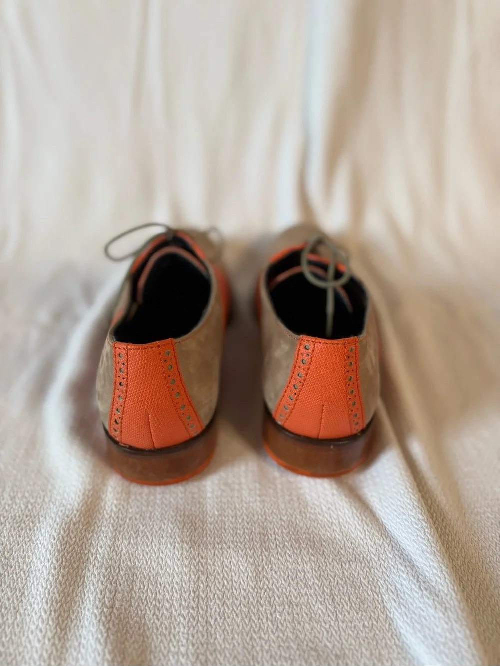Cole Haan Two-Tone Suede & Leather Oxford - Orange and Taupe
